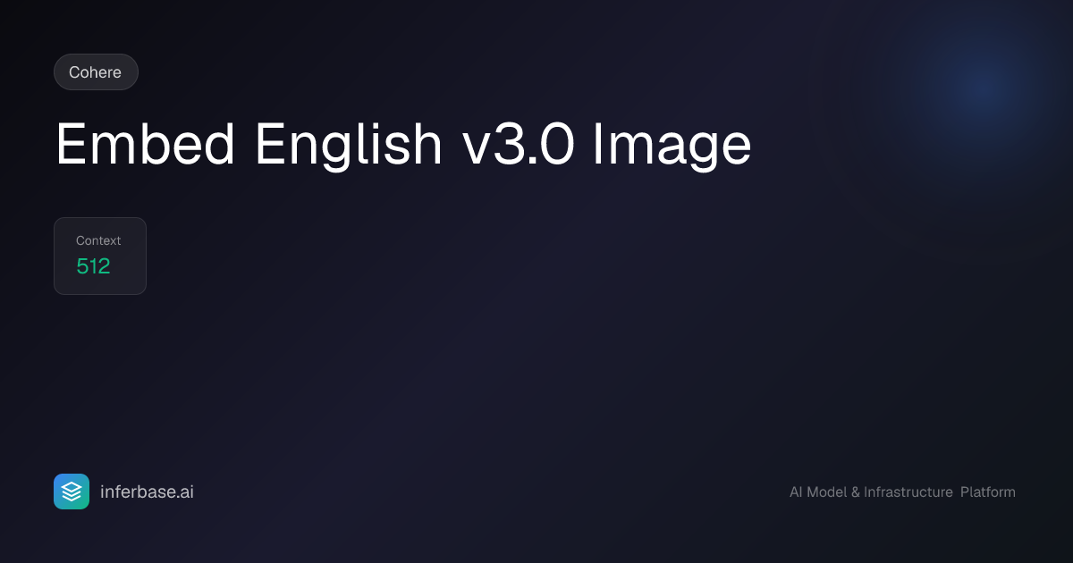 Embed English v3.0 Image - Specs, Capabilities & Benchmarks | Inferbase