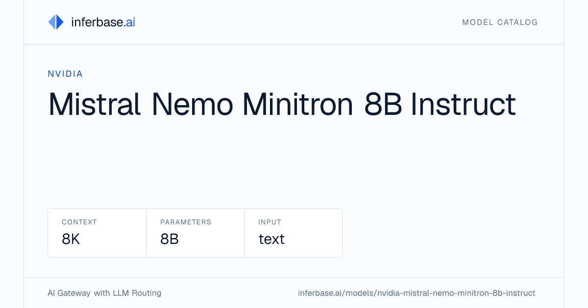 Mistral Nemo Minitron 8B Instruct - Specs, Capabilities & Benchmarks ...