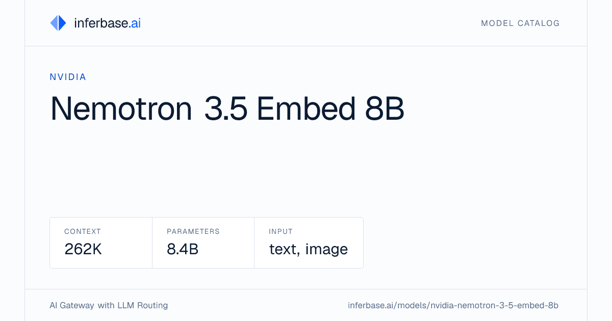Nemotron 3.5 Embed 8B - Specs, Capabilities & Benchmarks | Inferbase