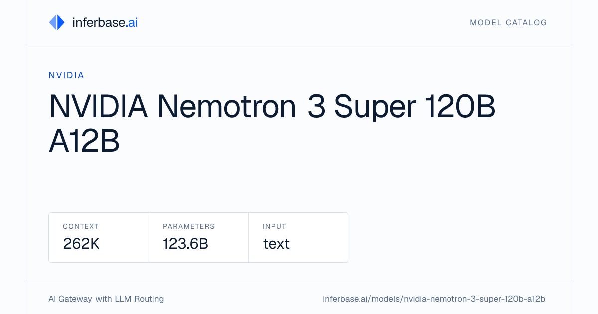 Nvidia Nemotron 3 Super 120B A12B BF16 - Specs, Capabilities ...