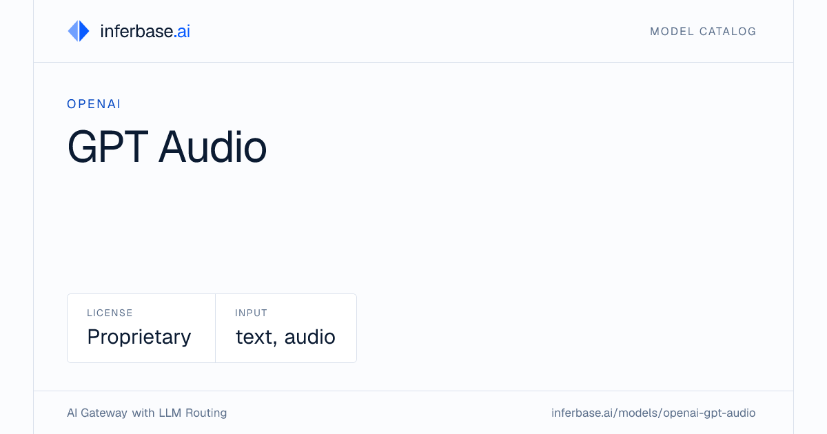 GPT-AUDIO - Specs, Capabilities & Benchmarks | Inferbase